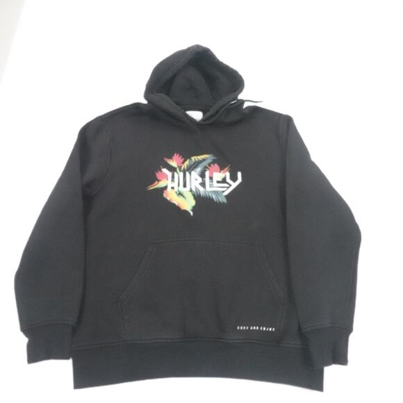 Hurley Hoodie Mens Medium Tropical Floral Graphic Surf Enjoy Pullover Sweatshirt - Picture 2 of 16